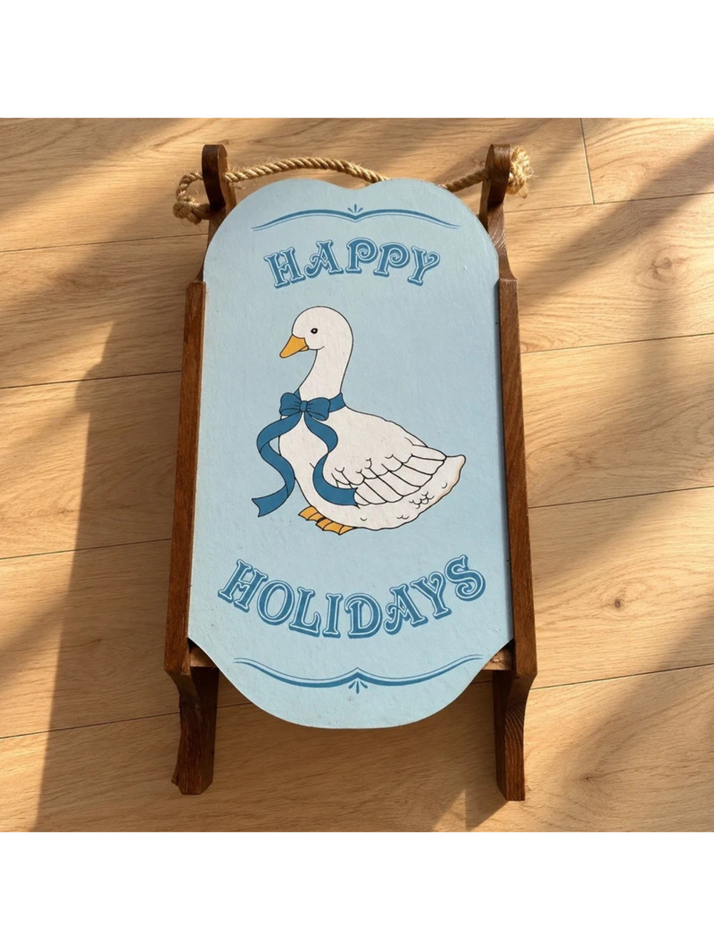 Vintage 1988 House of Lloyd Happy Holidays Goose Sled Reversible Wall Shelf